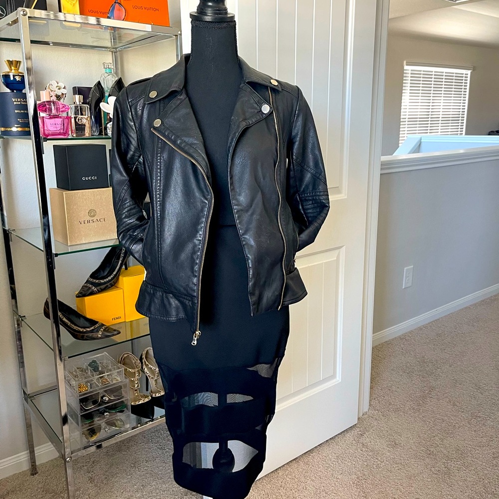 Black man made leather Jacket